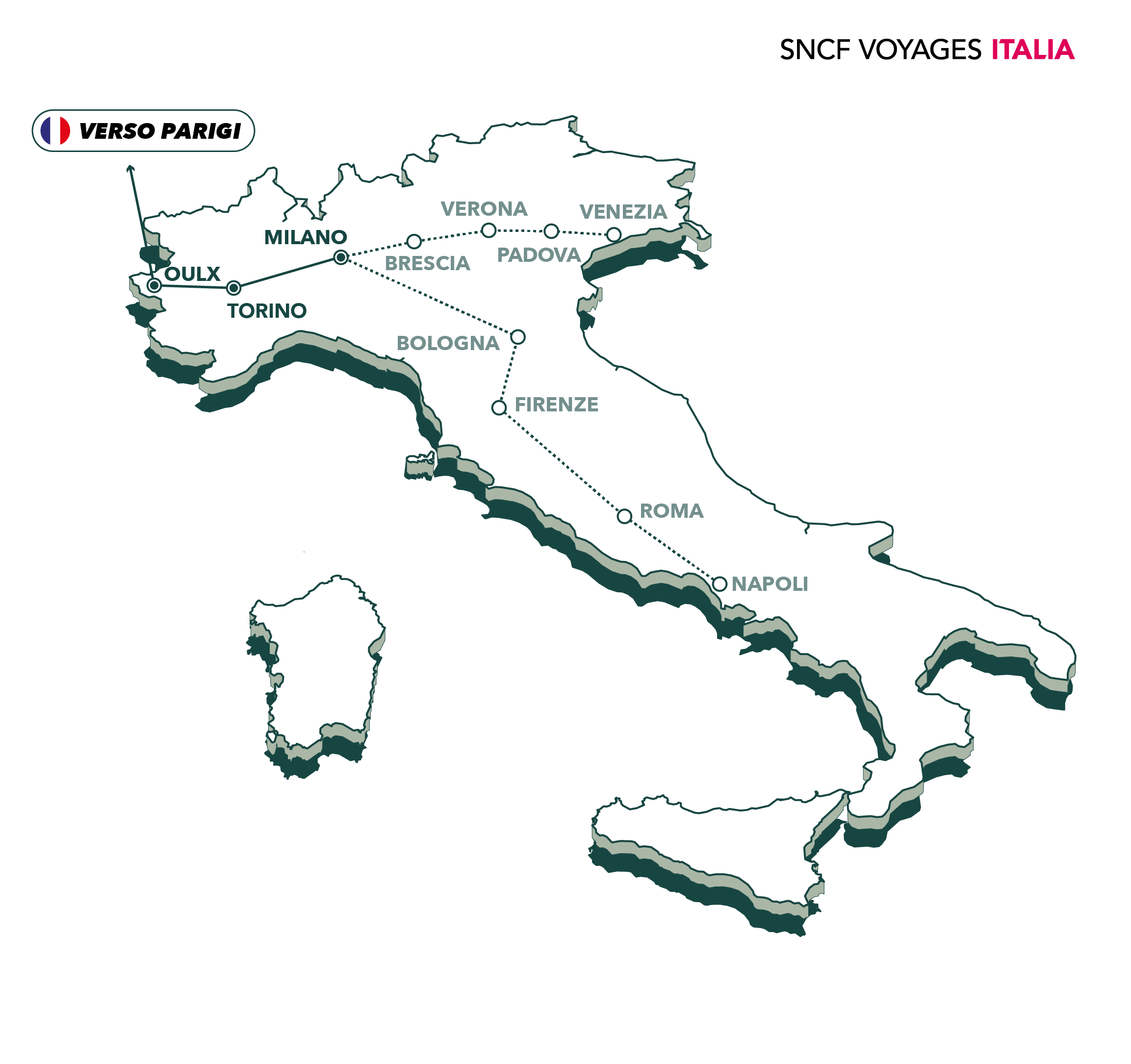 Mappa destinazioni italiane per progetto futuro